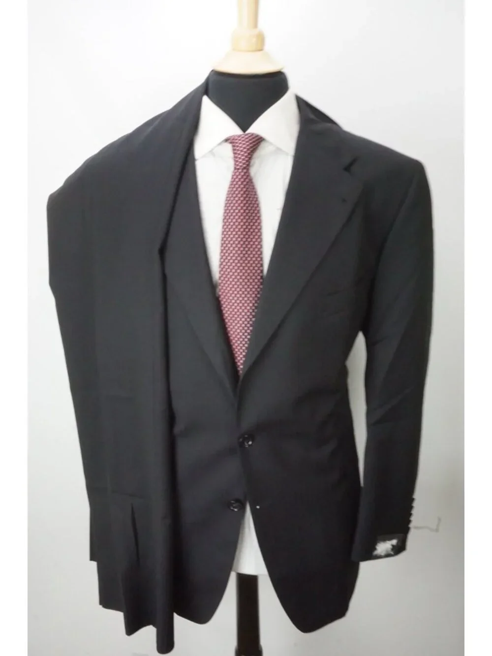 Tagliatore Black Striped 100s Wool 2 Pc Suit Jacket Pants Sz 48R US 58 EU NEW